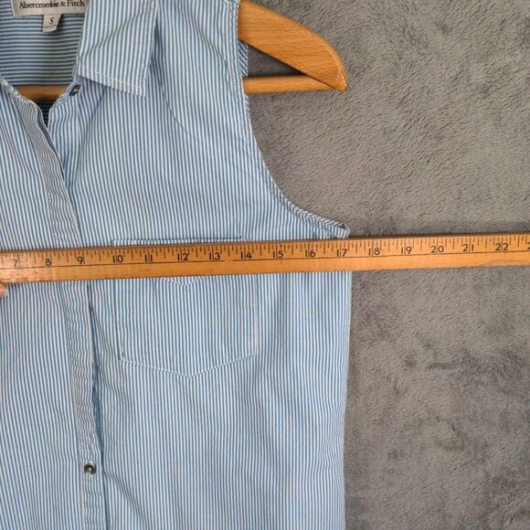 Abercrombie & Fitch Shirt Dress Sleeveless Striped Mini Sz S Blue Preppy Coastal - Picture 7 of 8
